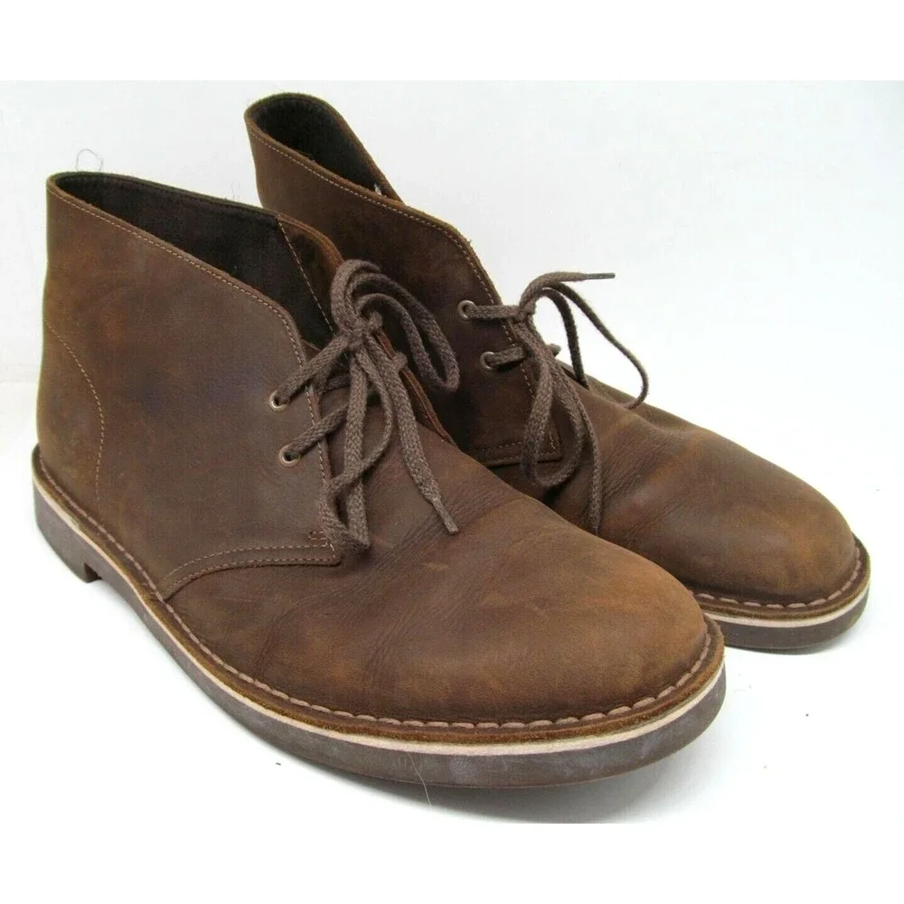 Clarks Bushacre Brown Leather 2-eye Chukka Boots Mens Size US 11.5 M Made India